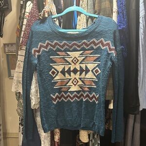 Teal Geometric Pattern Sweater